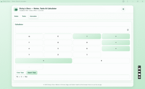 Duley's Docs: Notes, Tasks & Calculator